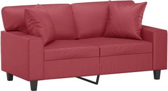 vidaXL Sofá de 2 plazas con cojines cuero sintético rojo tinto 120 cm Vidaxl