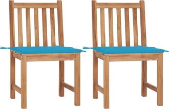 vidaXL Sillas De Jard&iacute;n 2 Unidades Madera Maciza De Teca Con Cojines Vidaxl
