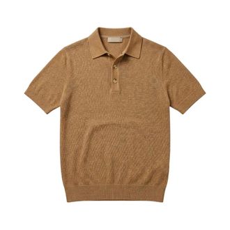 FILIPPO DE LAURENTIIS Polo Shirts, male, Brown, Size: 2XL Polo in Maglia Seta-Lino
