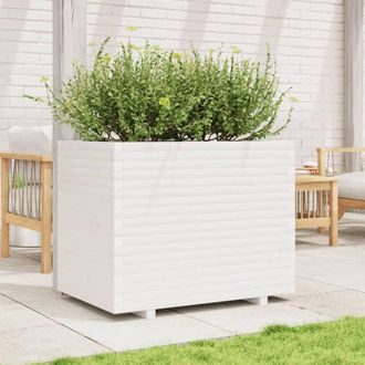 Berkfield Home Beautiful Garden Planter White 90x60x72.5 cm Solid Wood Pine