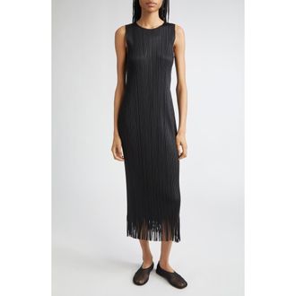 Pleats Please Issey Miyake Wave Pleated Sleeveless Midi Dress in Black at Nordstrom, Size 5
