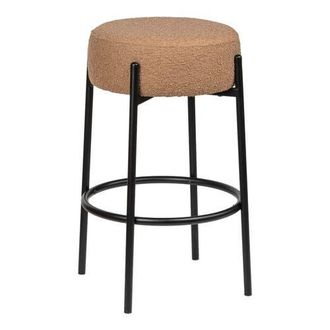 Jonathan Y Designs Paola Modern Minimalist Round Backless Metal Cushioned Stool in Light Brown at Nordstrom