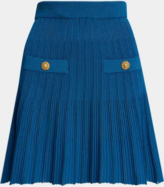 Balmain Mesh Stripe Flare Mini Skirt