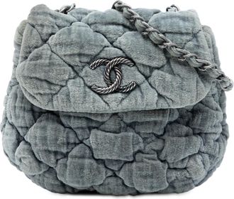 Chanel Pre-owned Womens Paris Moscou Mini Velvet Bubble Quilt Flap - Grey Textile - One Size