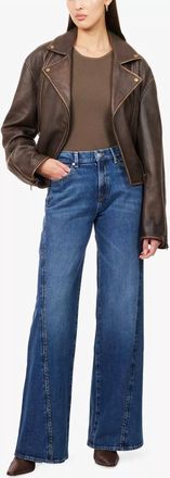 7 For All Mankind Twisted Lotta With Studs Wide Leg Jeans In Street Wise Mid Blue