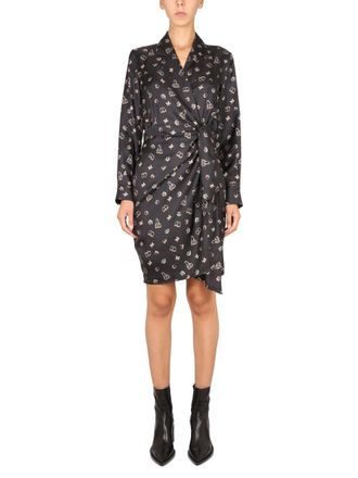 Max Mara Allover Patterned Longsleeved Dress
