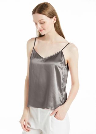 LilySilk V Neck Front and Back Silk Camisole