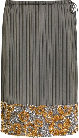 Dries Van Noten Scotts Sequin-embellished Woven Midi Skirt - Grey - 40 (UK12 / M)