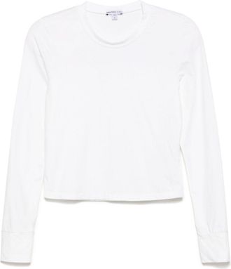James Perse cropped long-sleeved T-shirt - women - Polyester/Cotton/Polyurethane - 1 - White