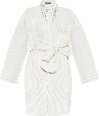 Issey Miyake Cappotto Wavering Pleats - Bianco