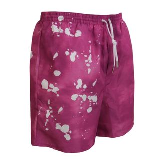 Dsquared2 Beachwear, male, Pink, Size: M Tie Dye Logo Beachwear Swim Shorts