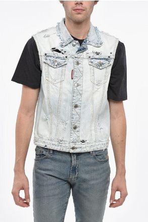 Dsquared2 Sleeveless Destroyed Denim Jacket size 48