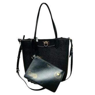 Ferragamo Pre-owned Tote Bags, female, Black, Size: ONE SIZE Pre-owned Leather 2way Bag (Gancini)