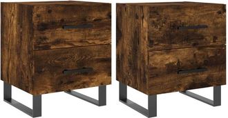 vidaXL Vidaxl - Bedside Cabinets 2 pcs Smoked Oak 40x35x47.5 cm Engineered Wood