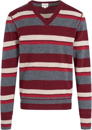 Diesel Striped V-Neck Jumper Size: XL, colour: RED
