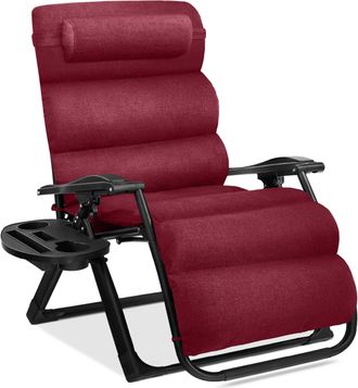 Best Choice Products Oversized Zero Gravity Chair, Folding Recliner w/ Removable Cushion, Side Tray