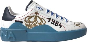 Dolce & Gabbana Blue White Printed Portofino Melt Mens Sneakers