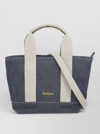 Barbour cotton shoulder bag removable strap handles