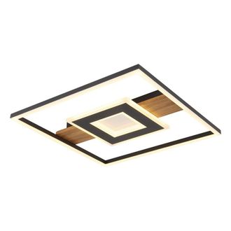 Netlighting Pikara 38x38cm Semi Flush Ceiling Light Wood Look 2x LED 3000K in Brown | Size: 38x38 cm