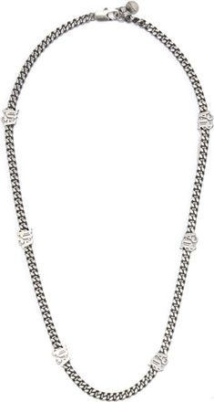 Palm Angels logo chain necklace - unisex - Brass - One Size - Silver