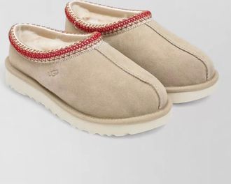 UGG suede round toe slippers rubber sole trim