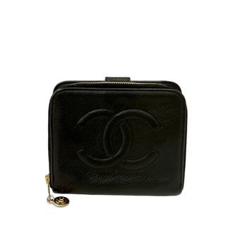 Chanel Black Grained Calfskin Wallet (Bi-Fold) (Pre-Owned)