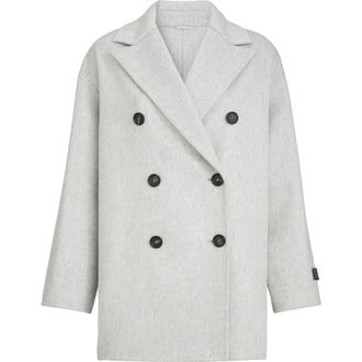 Brunello Cucinelli Cashmere double beaver cloth pea coat in Light Grey at Nordstrom, Size 42 It