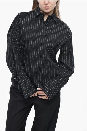 The Attico Poplin Blouse with Pinstripe Pattern and French Collar size 40