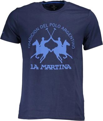 La Martina Short Sleeve T-Shirt - Heren - T-shirts - Blauw - L - Katoen - Tops