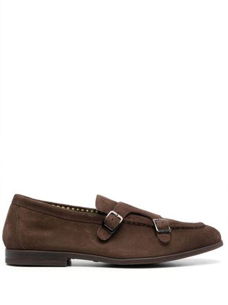 Doucal's buckle-fastening suede monk shoes - Brown