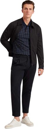 Ted Baker Heren geruit poloshirt met kraag en jacquardmotief (Marine)