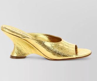 Dries Van Noten wedge mules sculptural heel open toe metallic