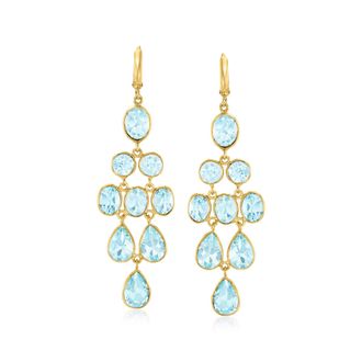 Ross-Simons Sky Blue Topaz Chandelier Earrings in 18kt Gold Over Sterling