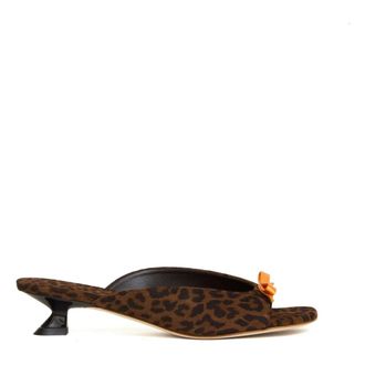 3Juin Heeled Mules, female, Brown, Size: 8 1/2 US Ciabatta Leopardato Tacco 30 mm