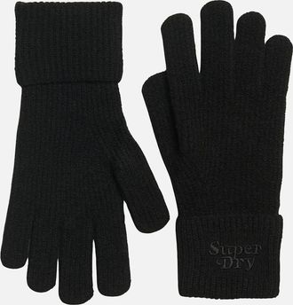 Superdry Mens Superdry Womens Soft Rib Knit Winter Gloves - Black - Size: ONE size