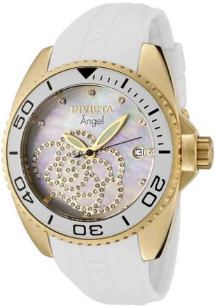 Invicta Angel Mother of Pearl Dial White Rubber Ladies Watch 0488