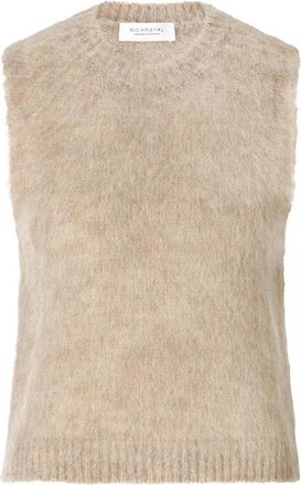 Rich & Royal Crew Nk Brushed Sleevless Set - Dames - Ronde hals truien - Beige - L - Wol - Truien & Vesten