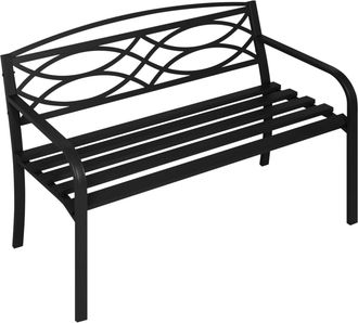 Woltu Banco De Jard&iacute;n Floral Banco De Metal, Negro - Woltu