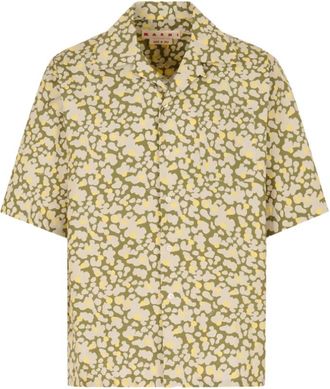 Marni Shirt met korte mouwen en abstracte print - Heren - Korte mouwen Overhemden - Veelkleurig - M - Katoen - Overhemden