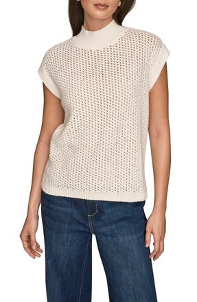 DKNY Open Stitch Cap Sleeve Sweater in Cream at Nordstrom, Size X-Small