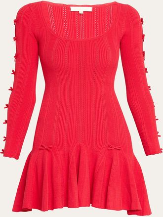 LoveShackFancy Seychelle Bow Pointelle Mini Dress