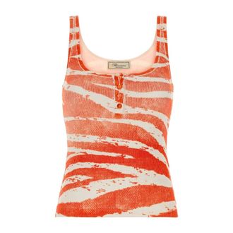 Blumarine Sleeveless Tops, female, Multicolor, Size: XS Serafino Zebra