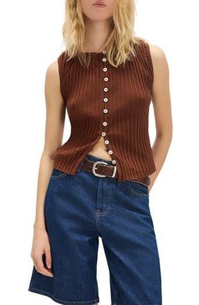 Free People Tilly Rib Button-Up Top in Honey Bronze at Nordstrom Rack, Size Large