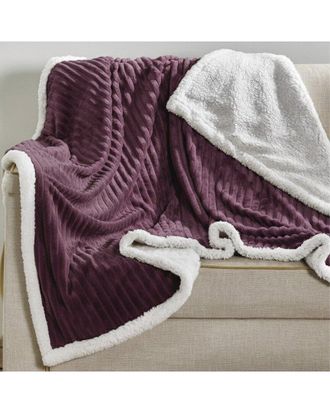 Luxury Home Textured Reversible Sherpa Plush Throw Blanket