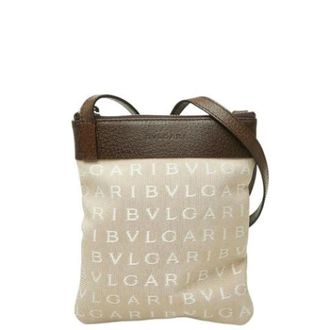 Bulgari Pre-owned Canvas Shoulder Bag - Dames - Pre-owned - Beige - Maat: ONE Size Leer