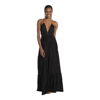 BA&SH Wasta Lange Jurk - Dames - Avondkleed - Zwart - M - Polyester - Kleedjes