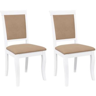 vidaXL Vidaxl - Sedie da Pranzo con Cuscini 2 pz Bianco Legno Massello di Hevea
