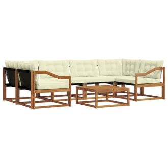 vidaXL Conjunto De Sof&aacute;s De Exterior Con Coj&iacute;n 7 Pcs Natural Y Crema Vidaxl
