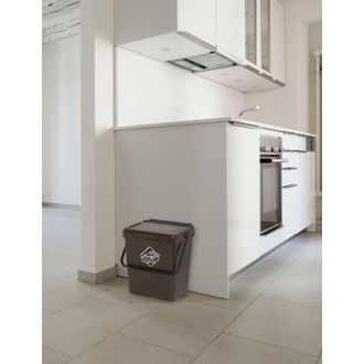 Dmora Papelera De Polipropileno Para Colecci&oacute;n Separada, Contenedor De Residuos 30l, 100% Made In Italy, 40x31h39 Cm, Color Marr&oacute;n, Con Embalaje Reforzado -