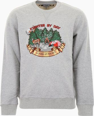Lanvin Mens Lanvin Fighter By Day Lover By Night Forest Grey Sweater - Size: 36